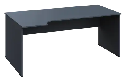 ERL 28 - 184 stůl kancelářský, rohový, levý, dřevěná podnož, deska 25 mm, široký 1800 mm, antracit